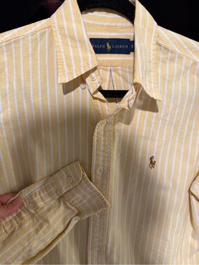 Ralph Lauren Yellow & White Striped Oxford Button-Down Shirt